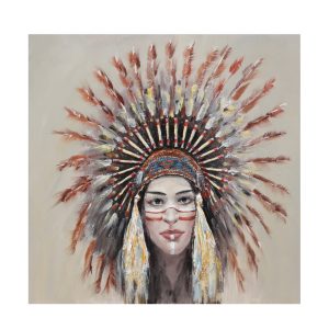 INDIAN GIRL ΠΙΝΑΚΑΣ ΔΙΑΚΟΣΜΗΣΗΣ 90x90x4cm ΚΑΜΒΑΣ ΞΥΛΟ
