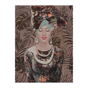 JUNGLE LADY ΠΙΝΑΚΑΣ ΔΙΑΚΟΣΜΗΣΗΣ 76x100x4cm ΚΑΜΒΑΣ ΠΟΛΥΧΡΩΜΟ ΞΥΛΟ