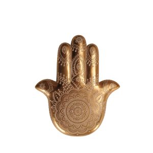 HAMSA ΔΙΑΚΟΣΜΗΤΙΚΟ ΤΟΙΧΟΥ 25x3x30cm POLYRESIN ΧΡΥΣΟ ΛΕΥΚΟ