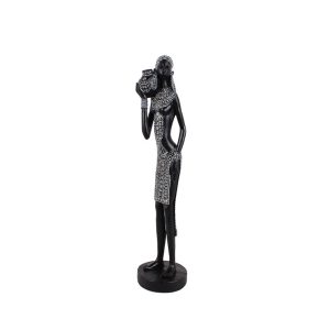 IRAMBA 2 ΔΙΑΚΟΣΜΗΤΙΚΗ ΦΙΓΟΥΡΑ 9x9x35cm POLYRESIN ΜΑΥΡΟ ΛΕΥΚΟ
