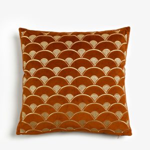 SUNRISE ΔΙΑΚΟΣΜΗΤΙΚΟ ΜΑΞΙΛΑΡΙ 45x45cm ΒΕΛΟΥΔΟ TERRACOTTA ΧΡΥΣΟ