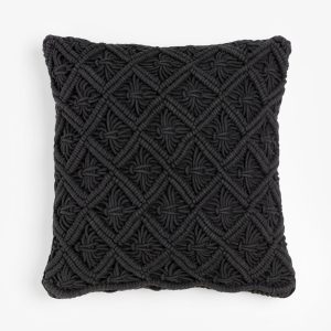 AL MANO ΔΙΑΚΟΣΜΗΤΙΚΟ ΜΑΞΙΛΑΡΙ 45x45x5cm ΒΑΜΒΑΚΙ ΜΑΥΡΟ POLYESTER
