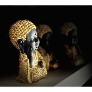 BABY BUDDHA ΔΙΑΚΟΣΜΗΤΙΚΟ ΒΟΥΔΑΣ 12x10x17cm POLYRESIN ΧΡΥΣΟ ΜΑΥΡΟ