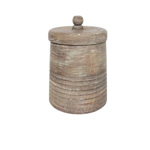 INDI ΔΟΧΕΙΟ ΑΠΟΘΗΚΕΥΣΗΣ ΜΕ ΚΑΠΑΚΙ 12x12x17cm ΞΥΛΟ ΦΥΣΙΚΟ ANTIKE
