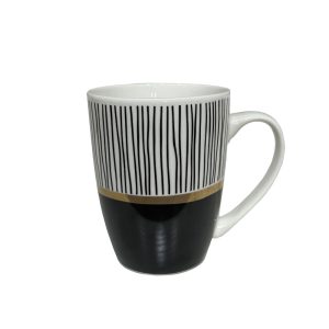 CITY ΚΟΥΠΑ 8x8x11cm NEW BONE CHINA ΛΕΥΚΟ ΜΑΥΡΟ ΧΡΥΣΟ