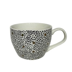 SERAX ΚΟΥΠΑ 11x11x8cm NEW BONE CHINA ΛΕΥΚΟ ΜΑΥΡΟ ΧΡΥΣΟ