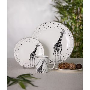 AFRICA ΠΙΑΤΟ ΓΛΥΚΟΥ SET 7ΤΜΧ 30x30x3cm NEW BONE CHINA ΛΕΥΚΟ ΜΑΥΡΟ