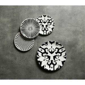 THYME ΠΙΑΤΟ ΓΛΥΚΟΥ SET 7ΤΜΧ 30x30x3cm NEW BONE CHINA ΛΕΥΚΟ ΜΑΥΡΟ