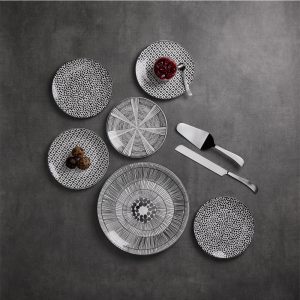 SERAX ΠΙΑΤΟ ΓΛΥΚΟΥ SET 7ΤΜΧ 30x30x3cm NEW BONE CHINA ΛΕΥΚΟ ΜΑΥΡΟ