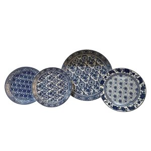 FELICIA ΠΙΑΤΟ ΓΛΥΚΟΥ SET 7ΤΜΧ 30x30x3cm NEW BONE CHINA ΛΕΥΚΟ ΜΠΛΕ