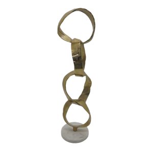 DOPIO ΔΙΑΚΟΣΜΗΤΙΚΟ TOTEM 18x15x64cm ΑΛΟΥΜΙΝΙΟ ΧΡΥΣΟ ΛΕΥΚΟ ΠΕΤΡΑ