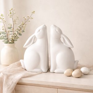 BUN BUN ΔΙΑΚΟΣΜΗΤΙΚΟ ΒΙΒΛΙΟΣΤΑΤΗΣ SET 2ΤΜΧ 22x9x18cm POLYRESIN ΛΕΥΚΟ