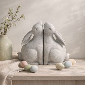 BUN BUN ΔΙΑΚΟΣΜΗΤΙΚΟ ΒΙΒΛΙΟΣΤΑΤΗΣ SET 2ΤΜΧ 22x9x18cm POLYRESIN ΜΠΕΖ