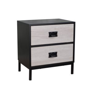 FACTORY ΚΟΜΟΔΙΝΟ 2ΣΥΡΤΑΡΙΑ ΜΑΥΡΟ OAK SONOMA DECAPE 50x35x55cm