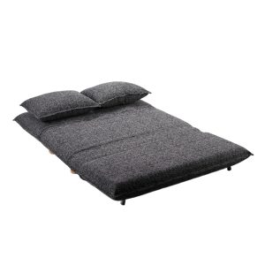 FUTON ΚΑΝΑΠΕΣ ΚΡΕΒΑΤΙ 2ΘΕΣΙΟΣ ΑΝΑΔΙΠΛΟΥΜΕΝΟΣ ΓΚΡΙ ΜΑΥΡΟ ΜΕ PATTERN 141x87x76cm